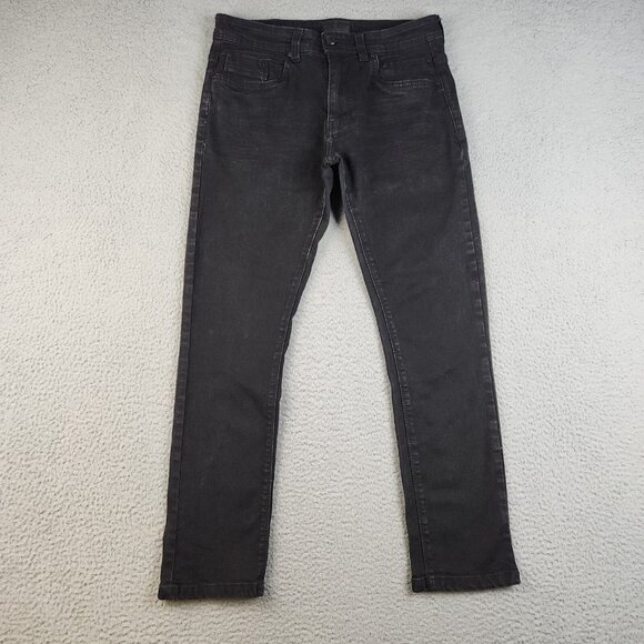 Mens 32x30 Black Athletic Slim Steves Jeans Denim Dark Modern Stretch Pockets - Picture 2 of 9